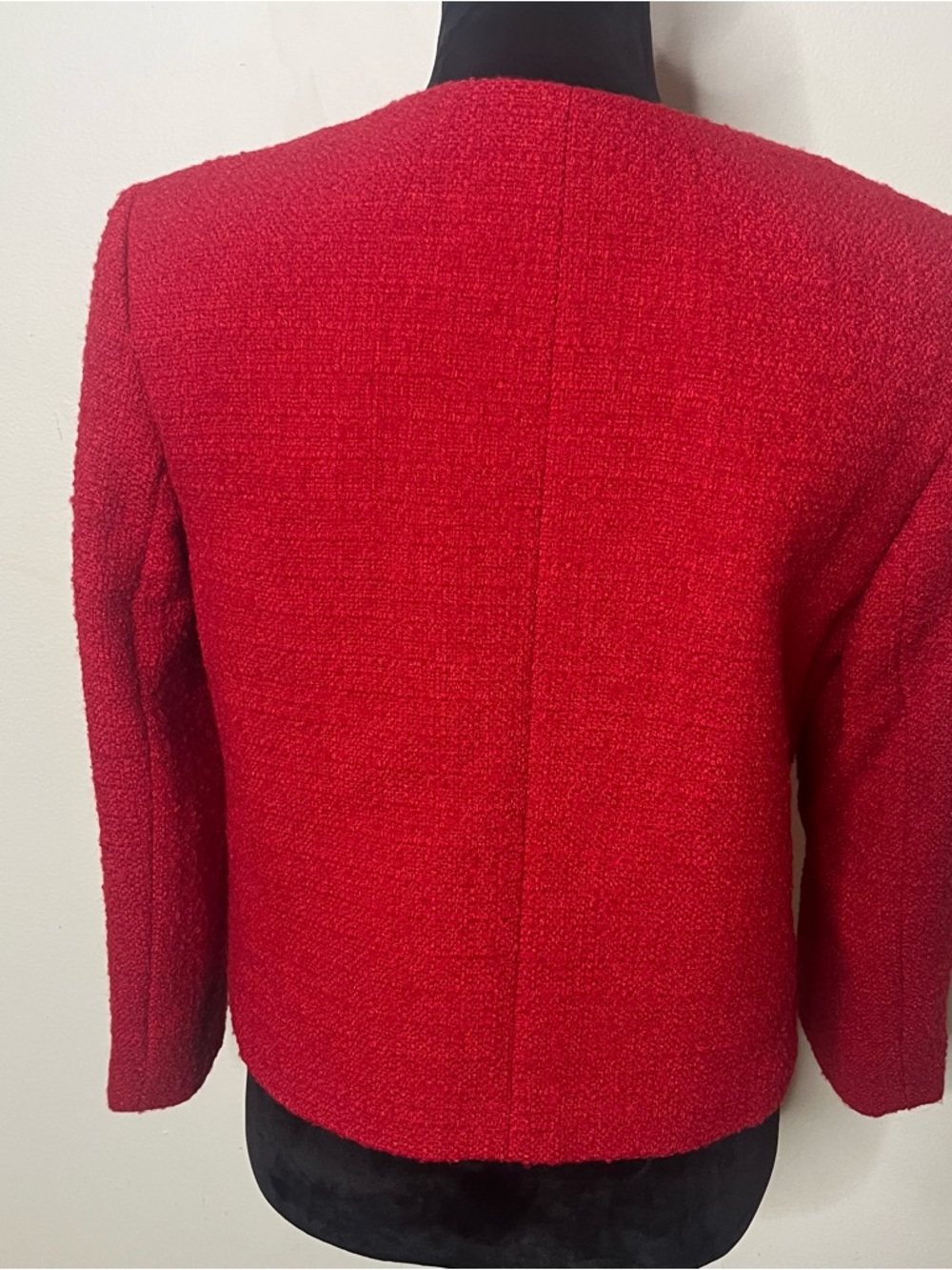 J. Crew Red Bouclé Military-Style Button Jacket - Picture 7 of 16